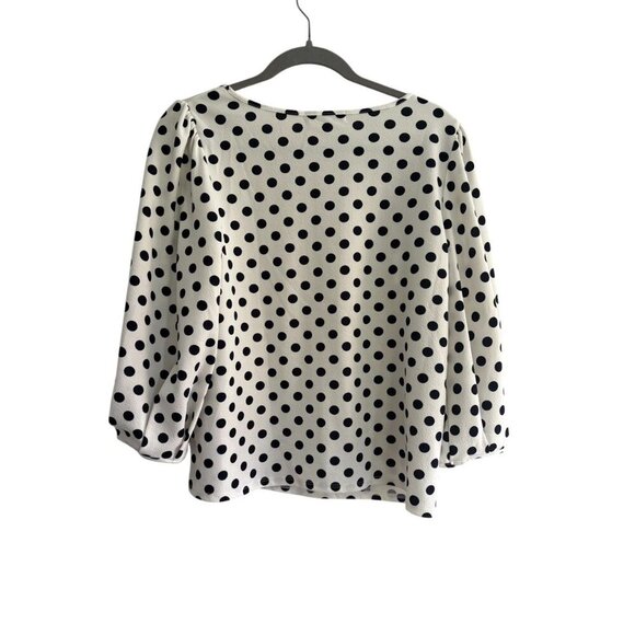 Green Envelope Polka Dot Women's Pullover Puffed Sleeve Blouse Medium - Picture 2 of 6
